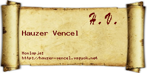 Hauzer Vencel névjegykártya